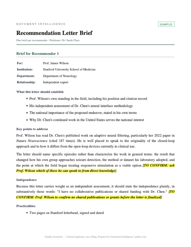 Recommendation Letter Brief